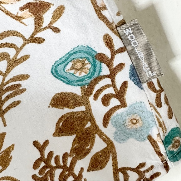 Woolrich 100% Cotton Floral Blouse M Turquoise + Tan - Picture 4 of 9